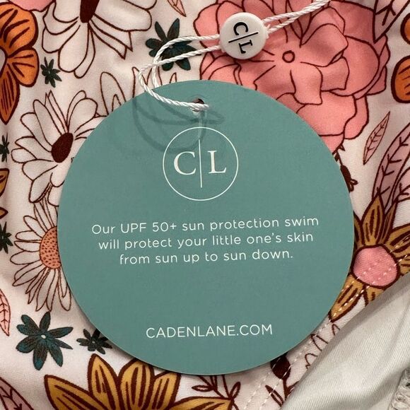 NWT Caden Lane Women's Ruffled One Piece Swimsuit Boho Floral Size L - Picture 7 of 8